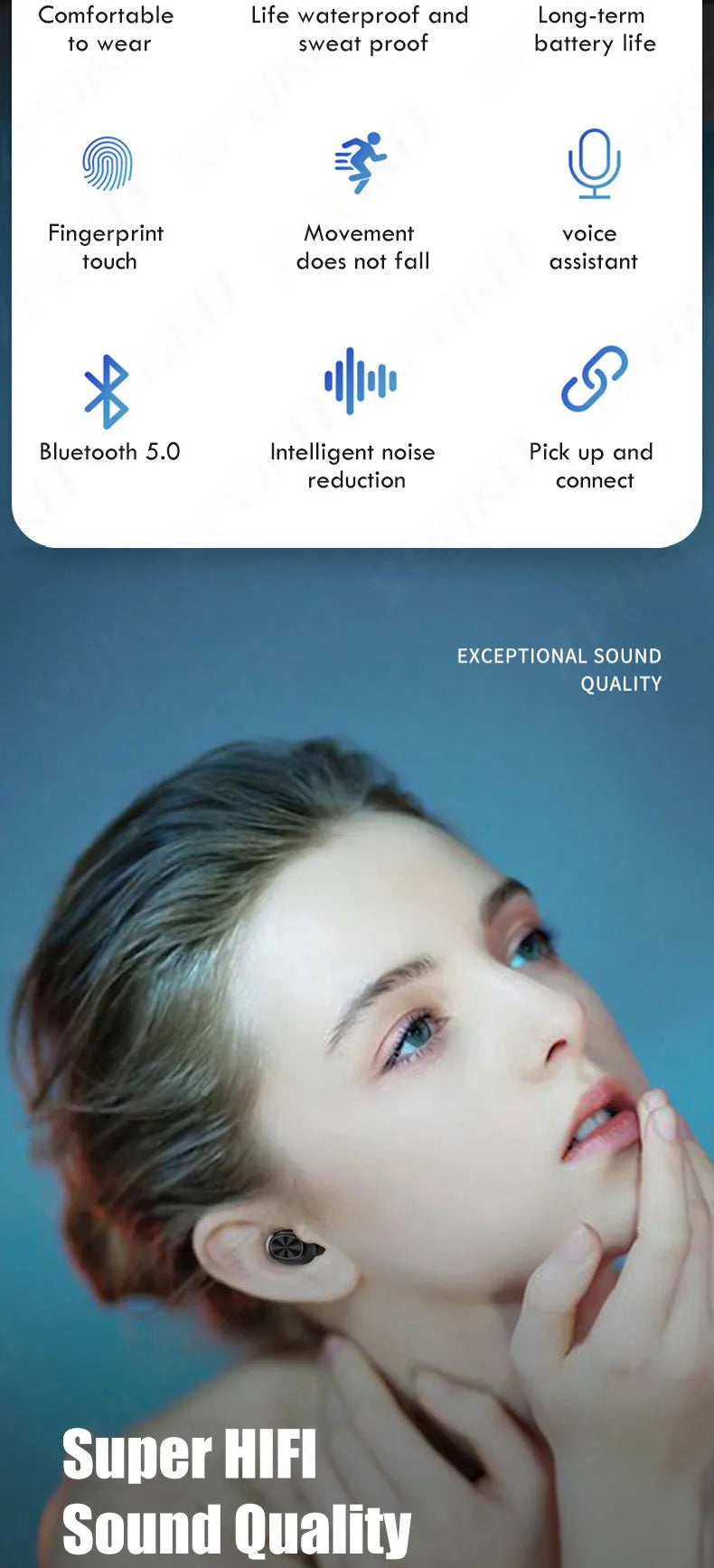B9 fone de ouvido Bluetooth sem fio, intra-auricular binaural, metal fosco, IPX6