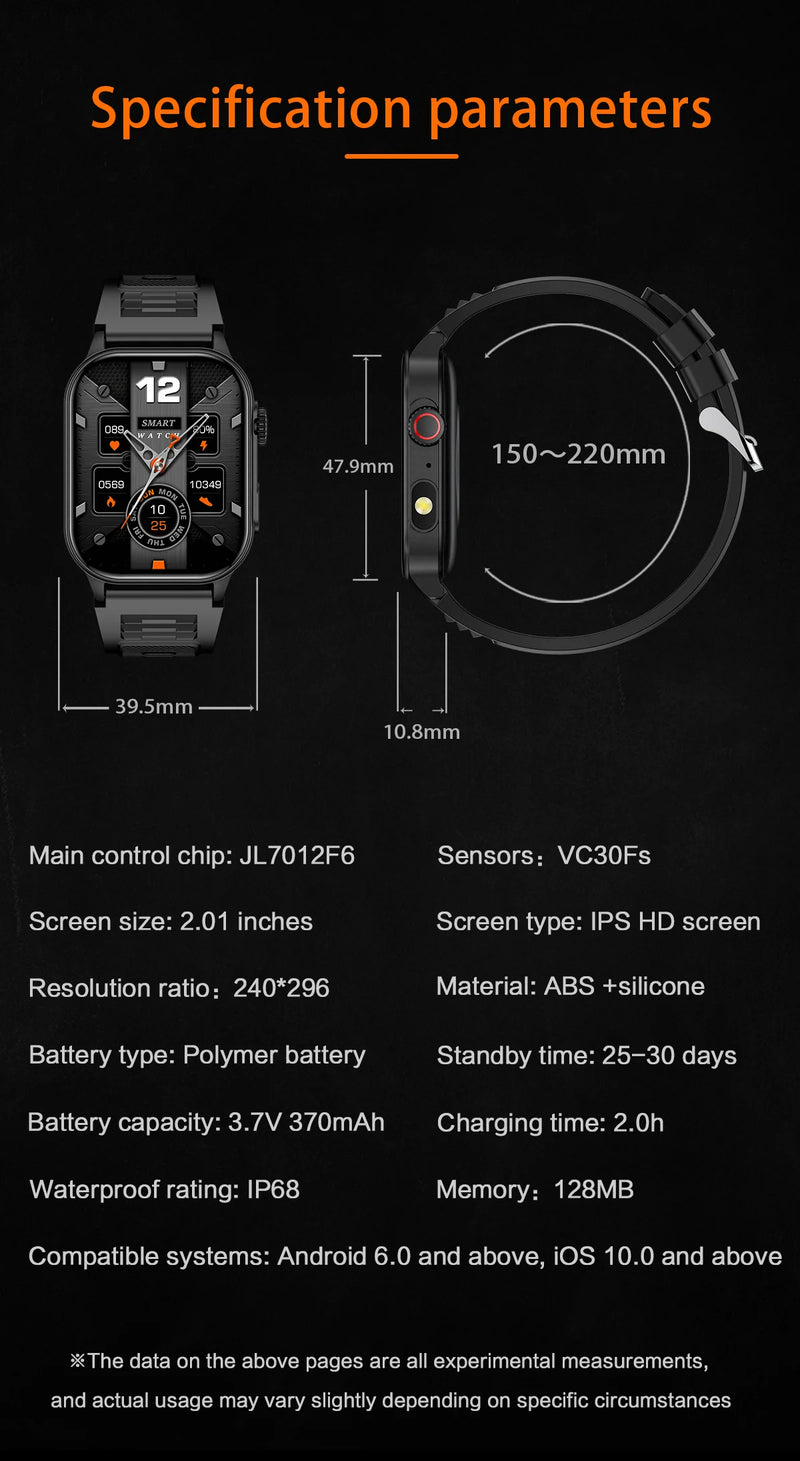 LIGE New Men Smart Watch Flashlight 2.01" HD Large Screen AI Voice Bluetooth Call Sport Watches Health Monitor Smartwatch Women