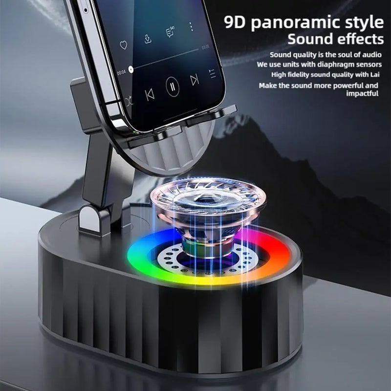 5in1 Induction Speaker Mobile Phone Holder Adjustable RGB Light Smart Wireless Bluetooth Speaker Phone Reverse Charging Function