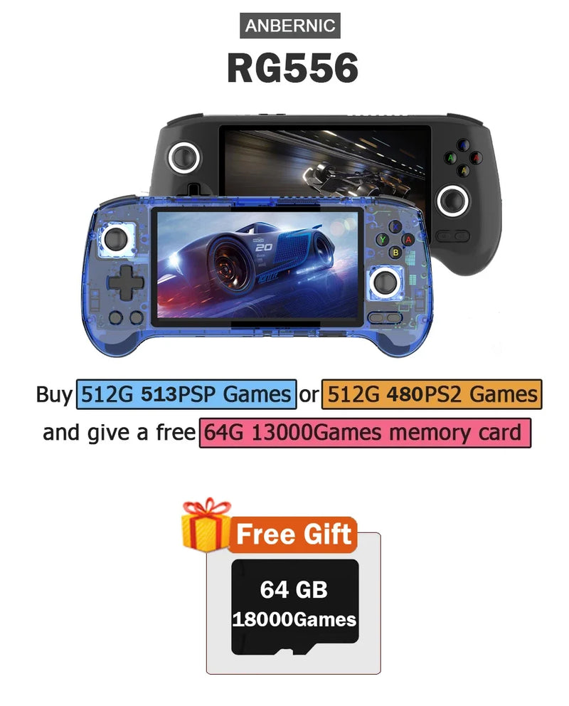 Anbernic rg556 console de jogos portátil 5.48 polegadas tela amoled 1080*1920 a