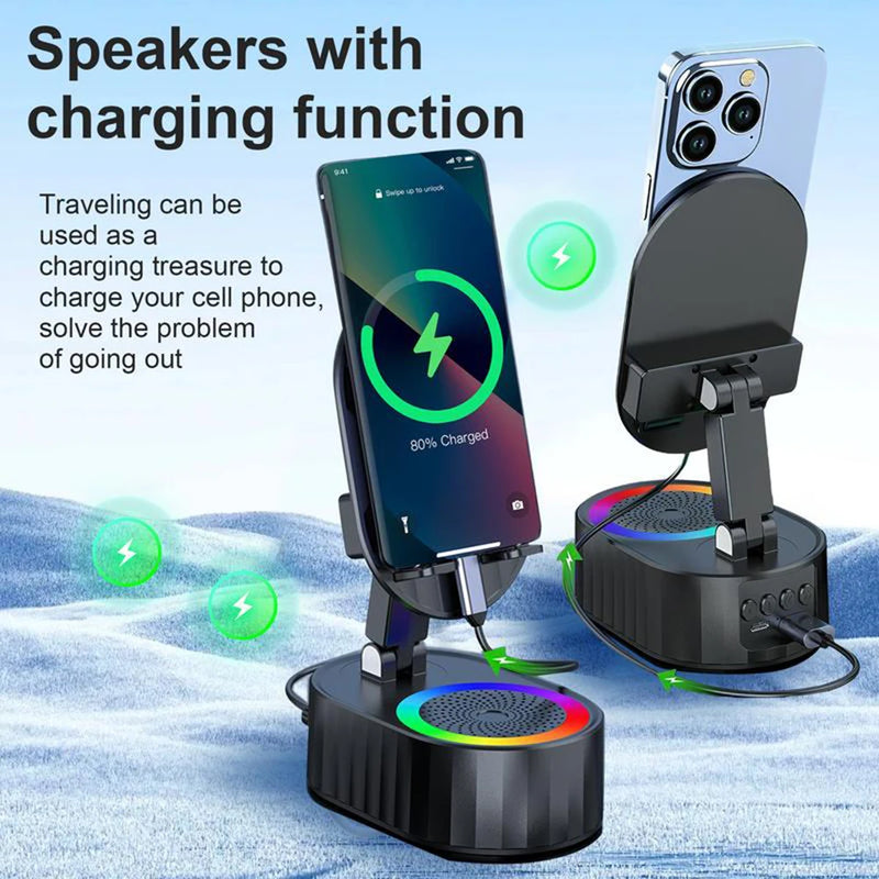 5 in 1 Bluetooth-compatible Audios Power Banks Bracket Rotating Home Smart Wireless Induction Audio Speaker Phone Stand