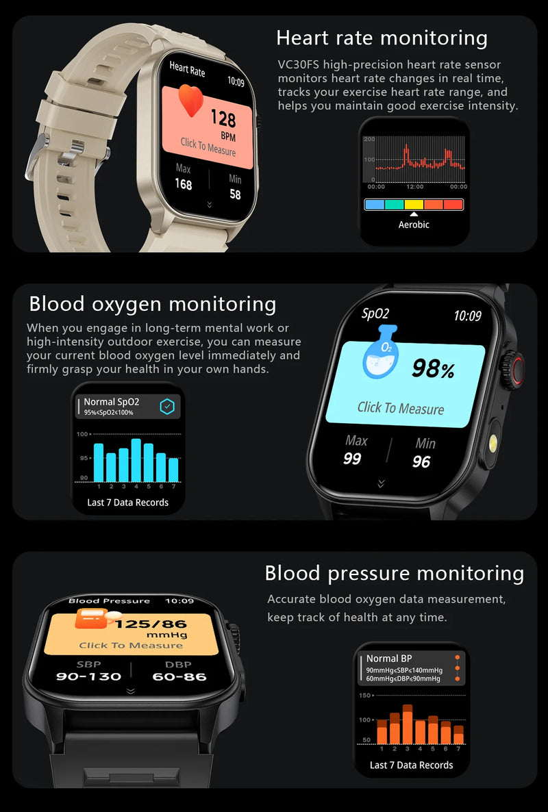 LIGE New Men Smart Watch Flashlight 2.01" HD Large Screen AI Voice Bluetooth Call Sport Watches Health Monitor Smartwatch Women