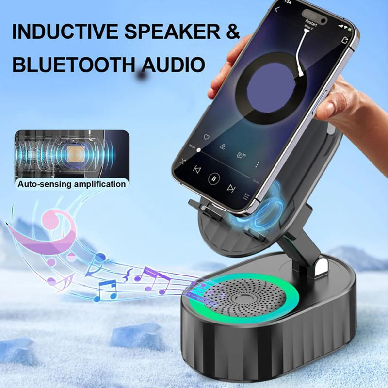 5 in 1 Bluetooth-compatible Audios Power Banks Bracket Rotating Home Smart Wireless Induction Audio Speaker Phone Stand