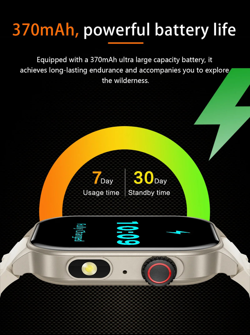 LIGE New Men Smart Watch Flashlight 2.01" HD Large Screen AI Voice Bluetooth Call Sport Watches Health Monitor Smartwatch Women